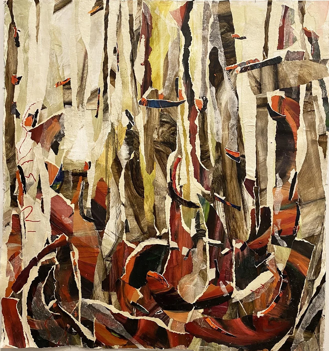 Kuna Na,
Reflections in a Tea Kettle, 2025
Paper Collage
47 × 30 1/2 × 1/2 in | 119.4 × 77.5 × 1.3 cm
Frame included