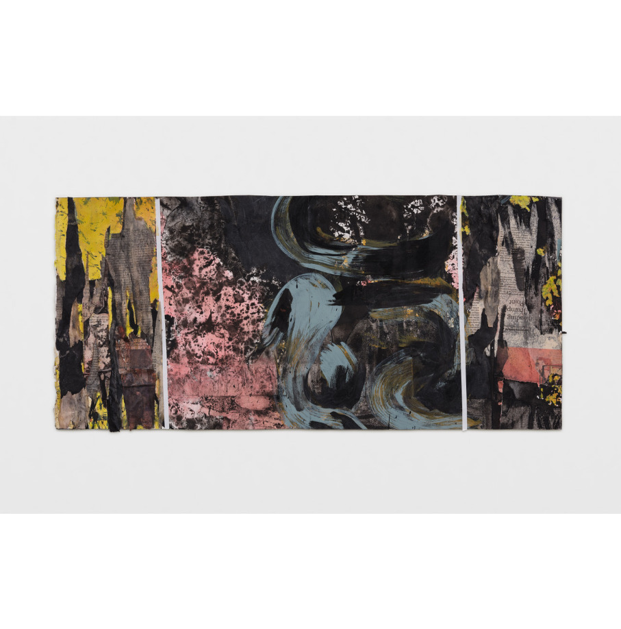 Split/ Divide/ Breach II
Olivia Petrides (2025)
Ink, gouache, newspaper on paper