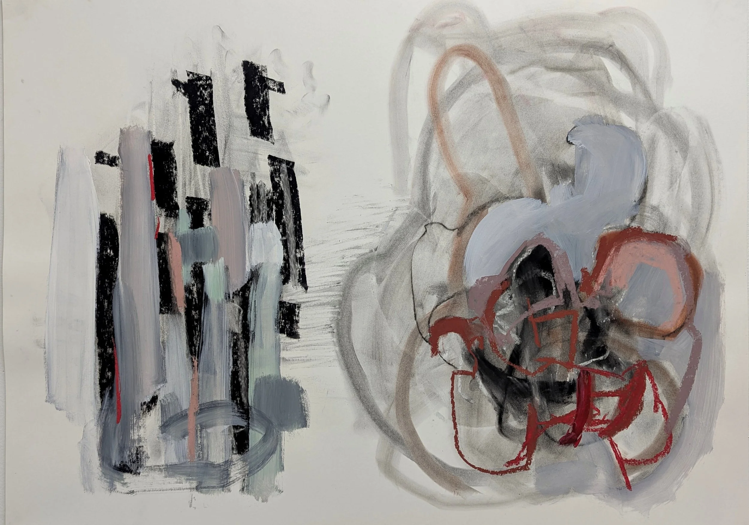 Melanie P. Brown
,
Left Hand Right Hand, 2025
Acrylic, charcoal, and pastel on paper
22 × 30 × 2 in | 55.9 × 76.2 × 5.1 cm