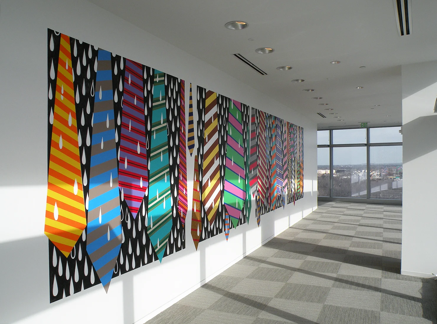 The Leaking Closet, 2013, Acrylic wall painting at Eaton Center, Cleveland (Beachwood), Ohio, 7 X 29.5 feet