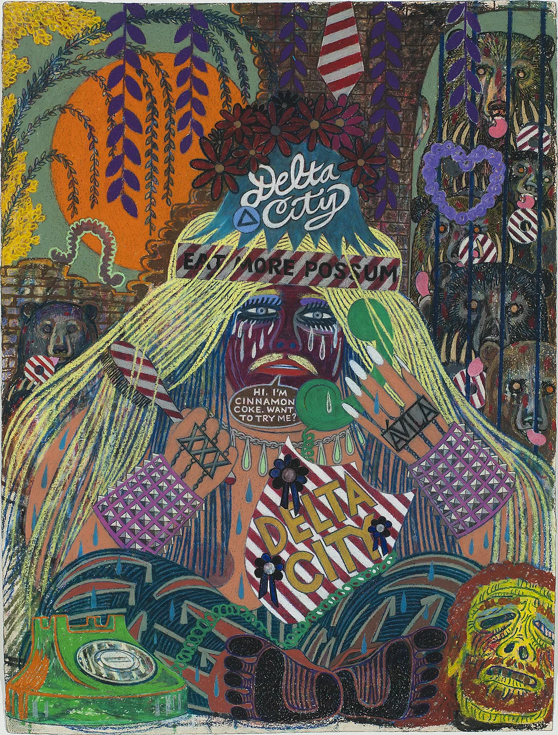 Delta Citizen, 2011, Oil pastel on paper, 24 X 18 inches