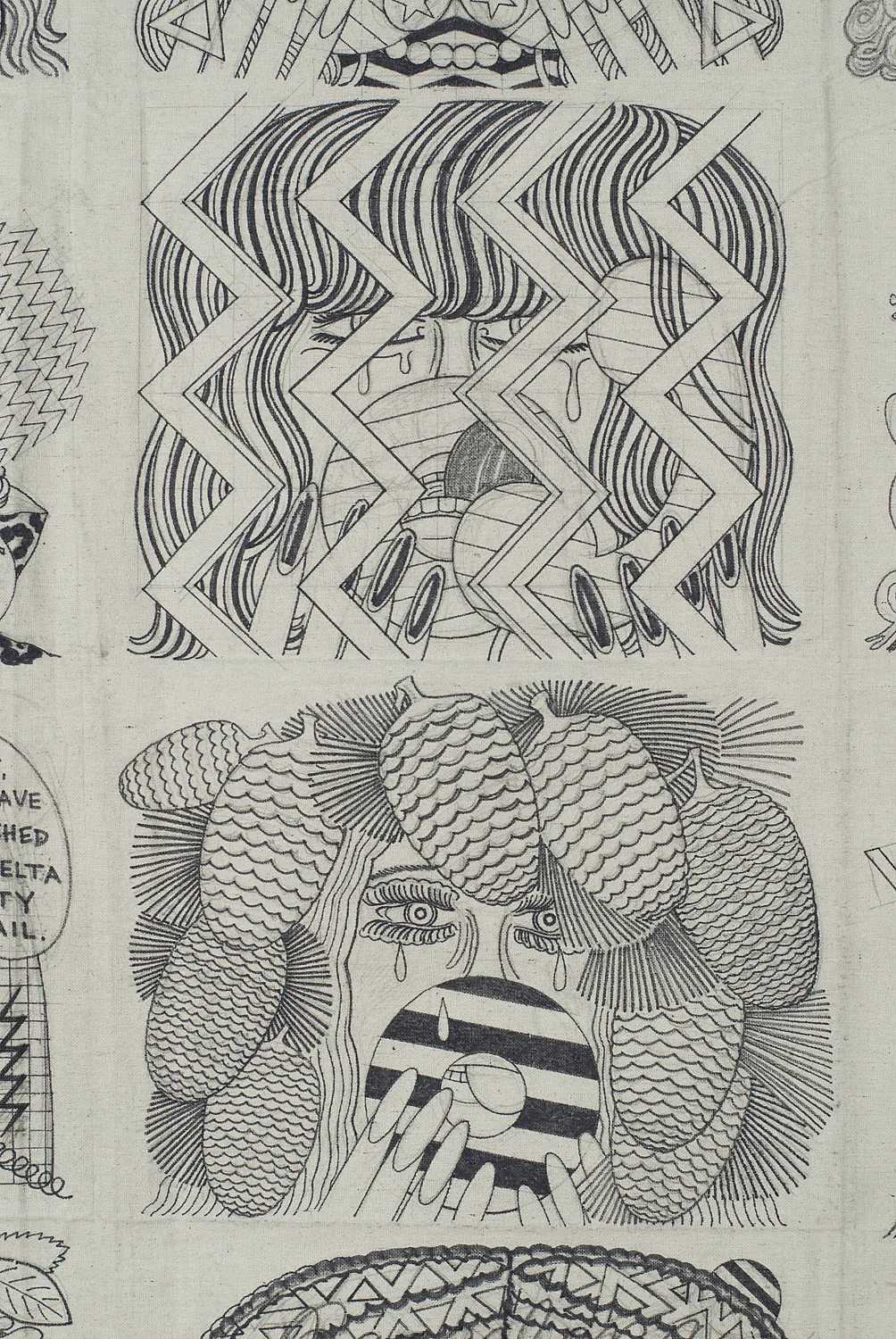 Detail 3, Migraine Party Line, 2011, Marker on canvas