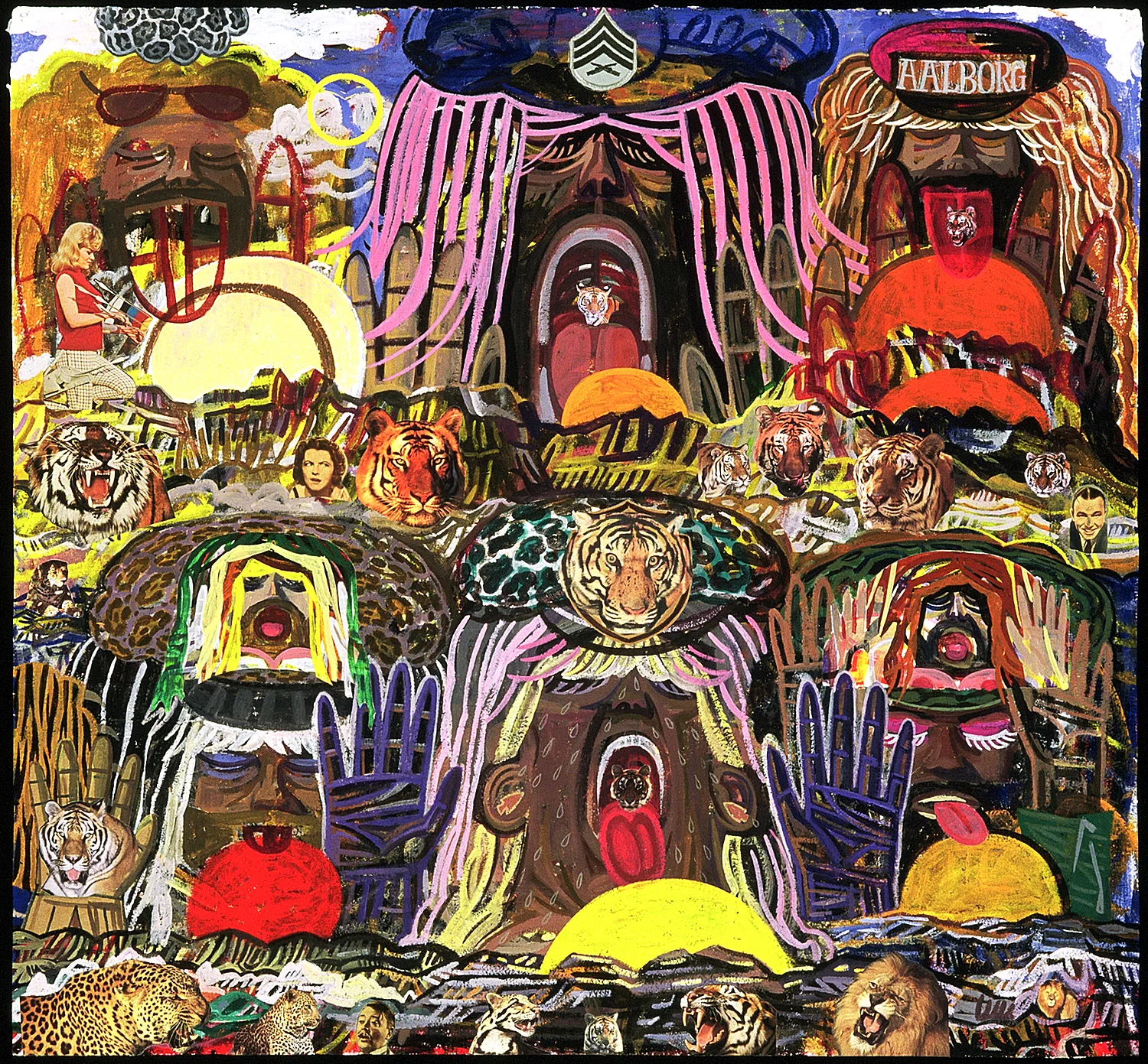 Lick The Sun, 2005, Acrylic and collage on paper, 44 X 47 inches
