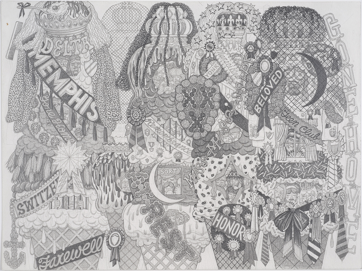 Shrine For Ice Cream Royalty #2, 2013, Graphite on paper, 9 X 12 inches