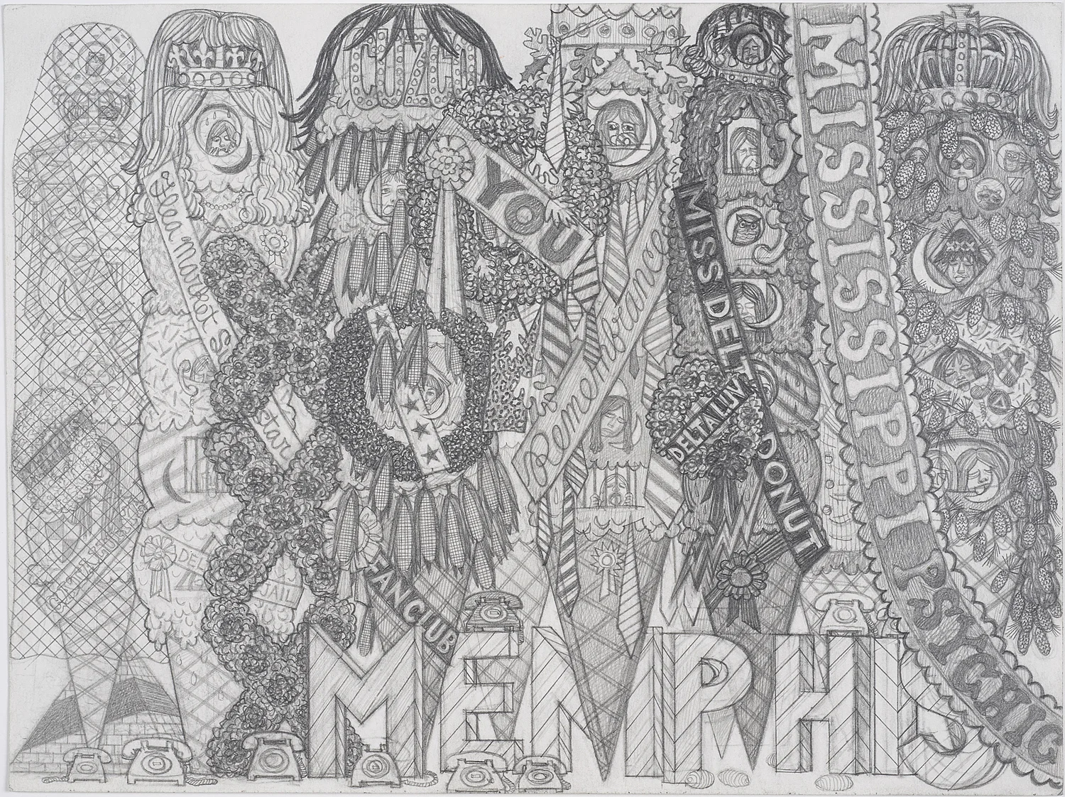 Shrine For Ice Cream Royalty #3, 2013, Graphite on pap