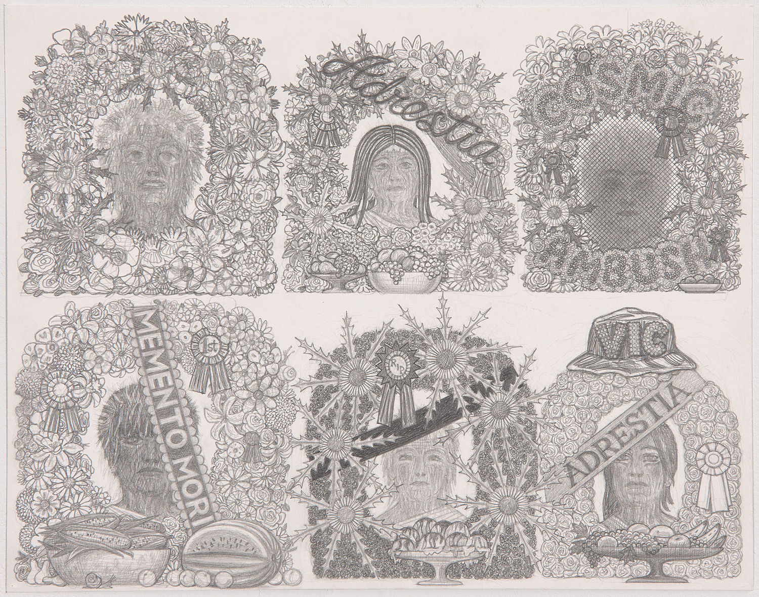 Dream Altars, 2017, Graphite on canvas, 11 X 14 inches.