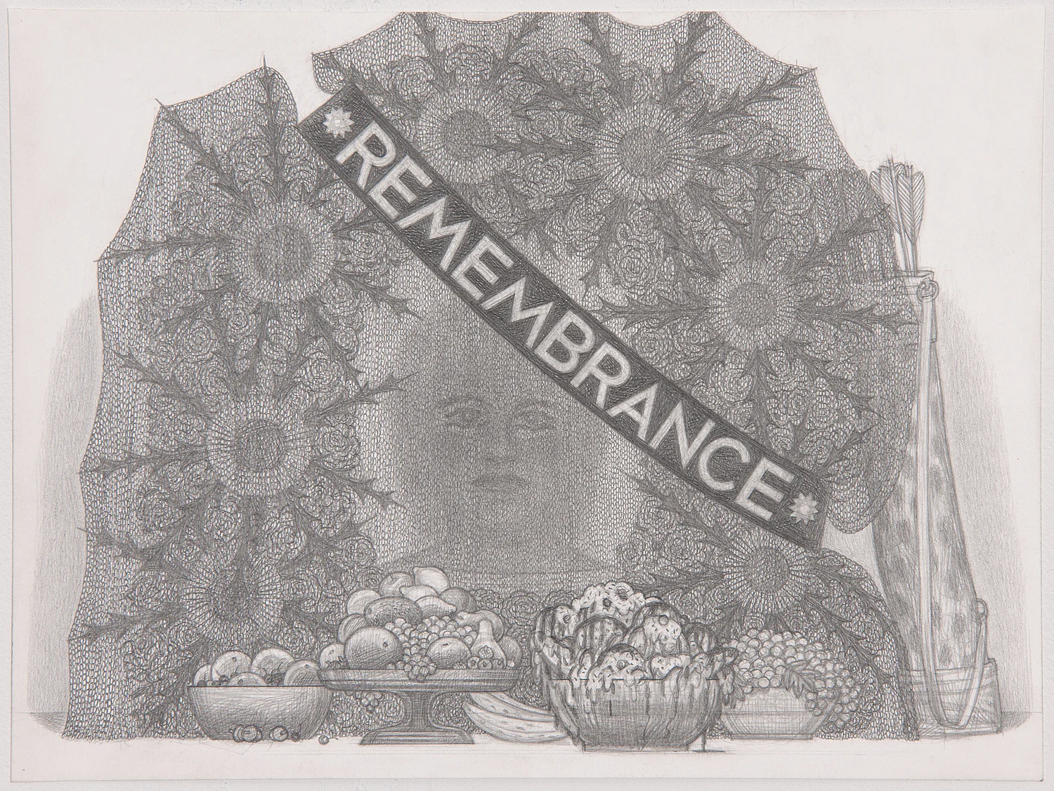 Dream Altar, 2017, Graphite on paper, 11 X 14 inches.