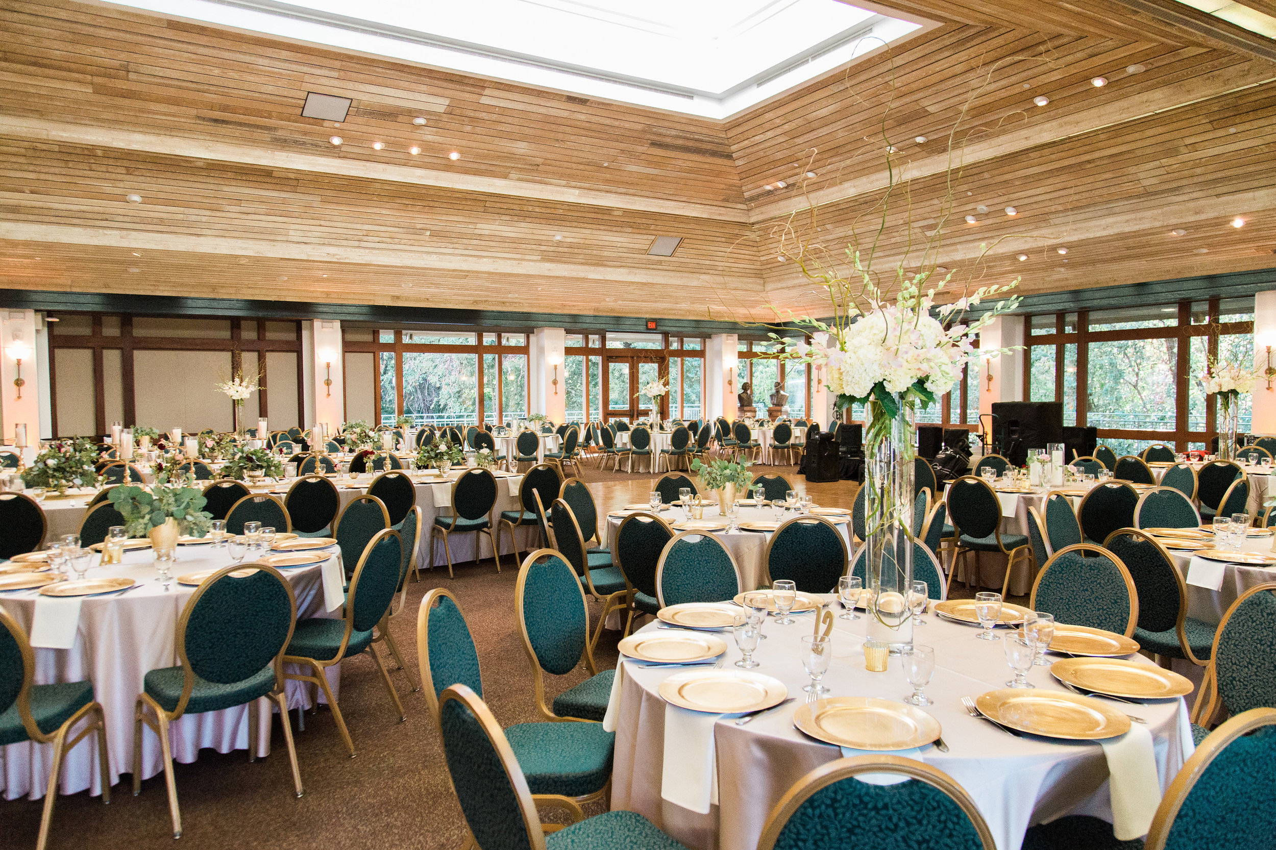  full seating for wedding reception in ballroom 