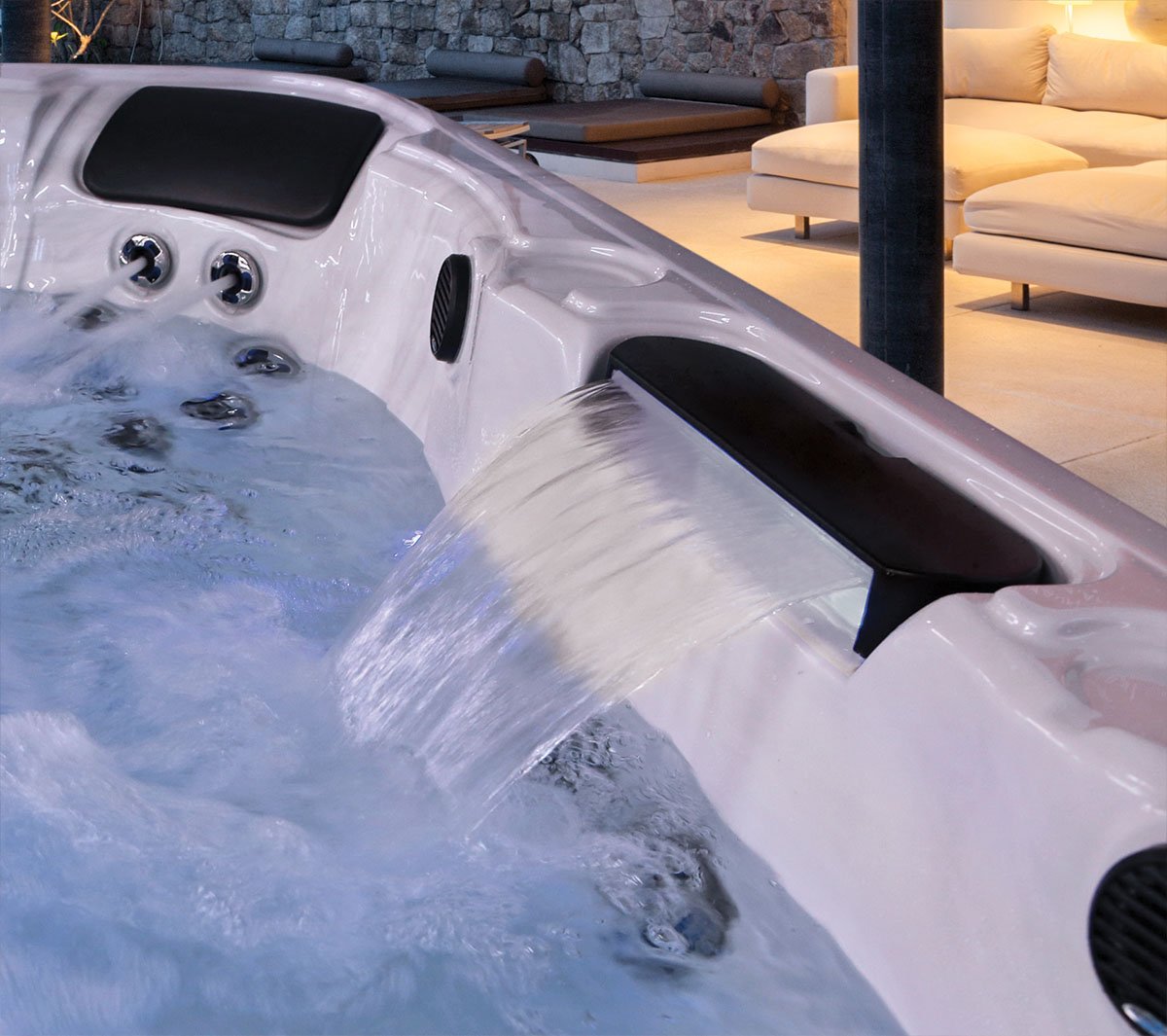   Relaxing Luxury   Stop by our showroom to see a wide variety of spas. From a cozy four-person to a party tub, we can find the right fit for you and your budget. 