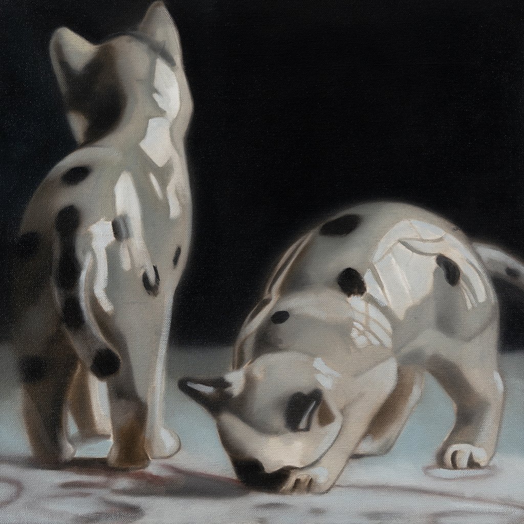 Matching Raincoats, 16” x 16”, Oil on Canvas, 2024