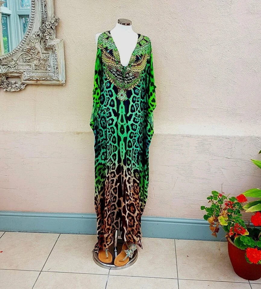 long leopard print kaftan