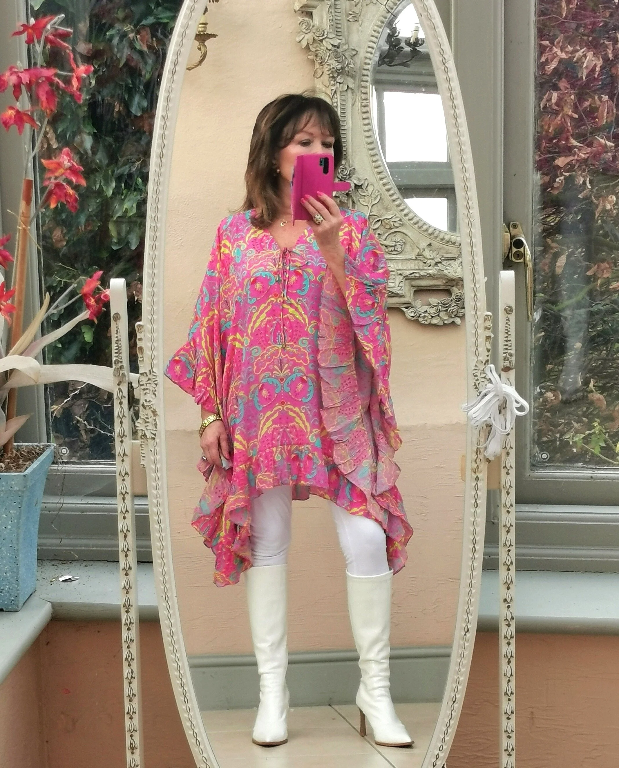 free size silk frill kaftan