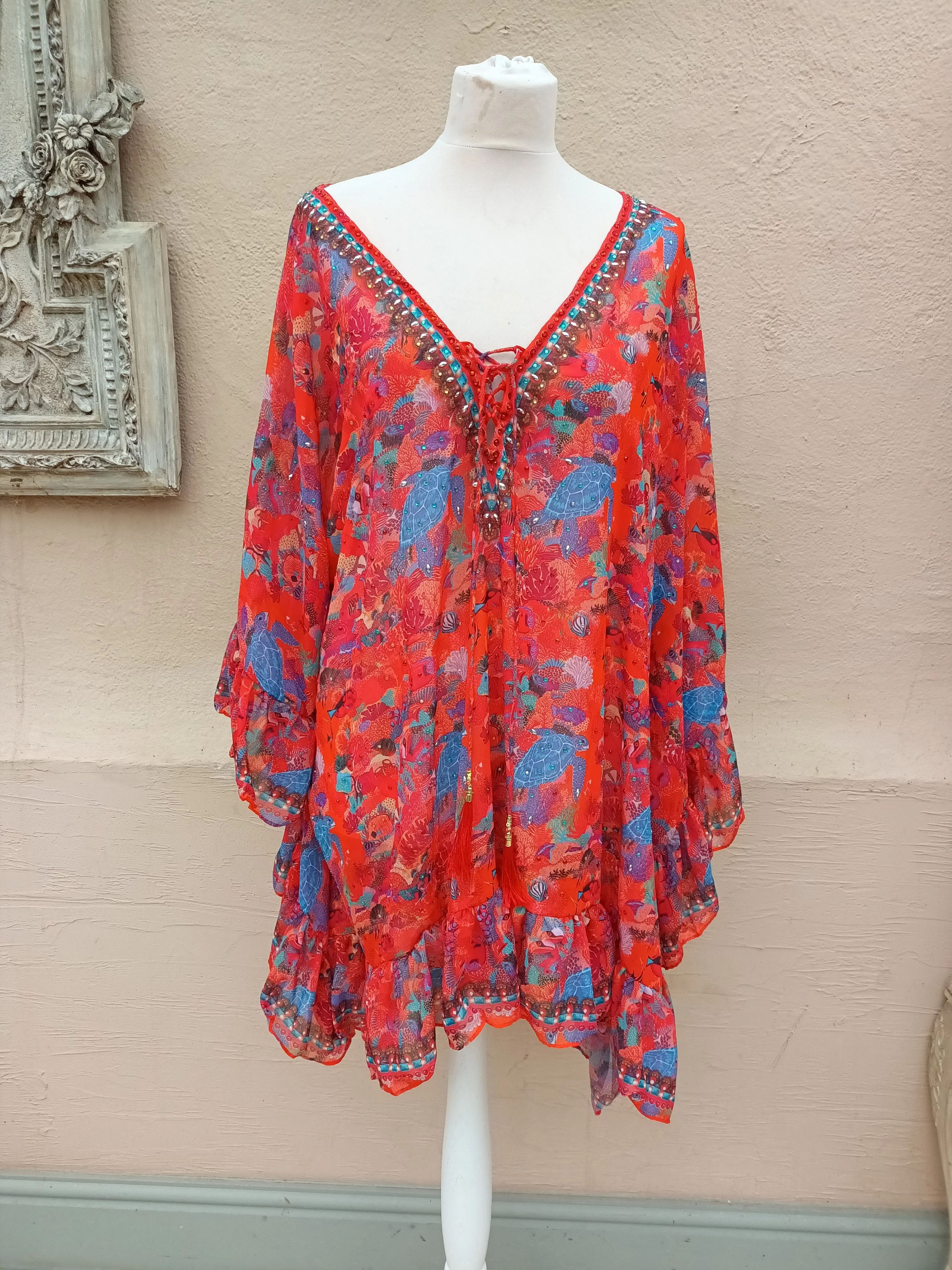 Red Oceana  mini  kaftan