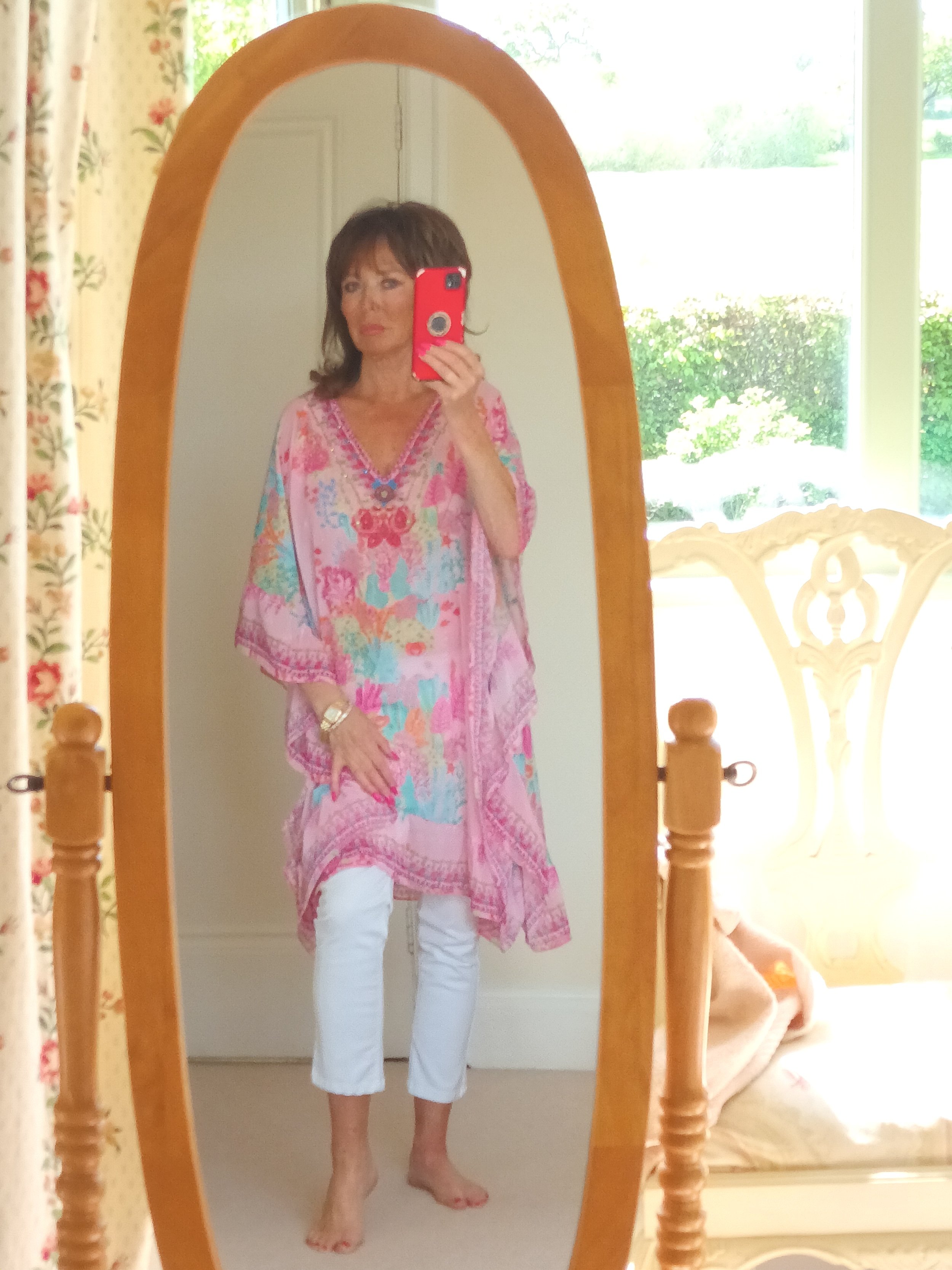 Pink Oceana frill kaftan