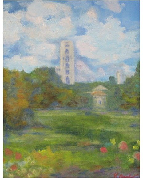 #artoftheday 
&ldquo;Hail to Pitt&rdquo; by Karen Banks (Oil, $200)
Currently on view at the gallery