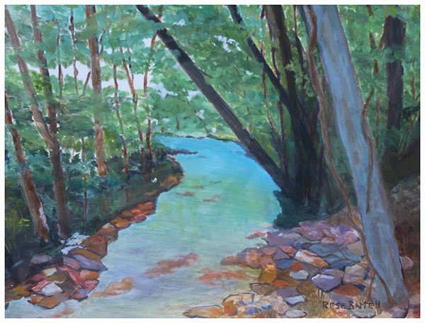 #artoftheday 
&ldquo;Linn Run&rdquo; by Rose Bartell (Oil, $200)
Currently on view at the gallery