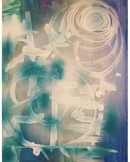 #artoftheday 
&ldquo;Blue Notes&rdquo; by Kathryn Baughman (Oil on Canvas, $240)
Currently on view at the gallery