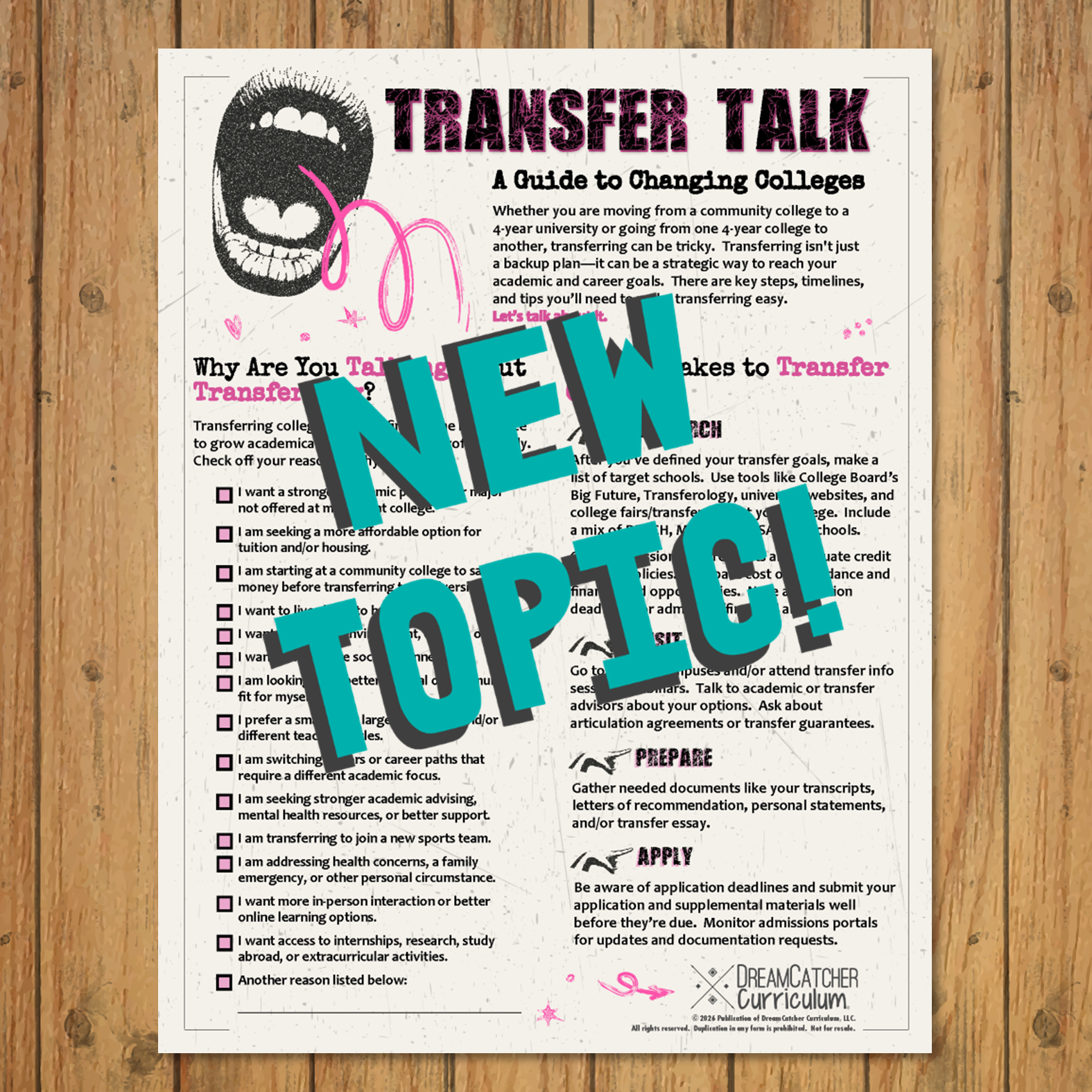 Mini Topic Transfer Talk (50 Handouts)