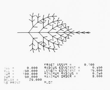 image from the screen showing the drawing made by applying the parameters to the mathematical model