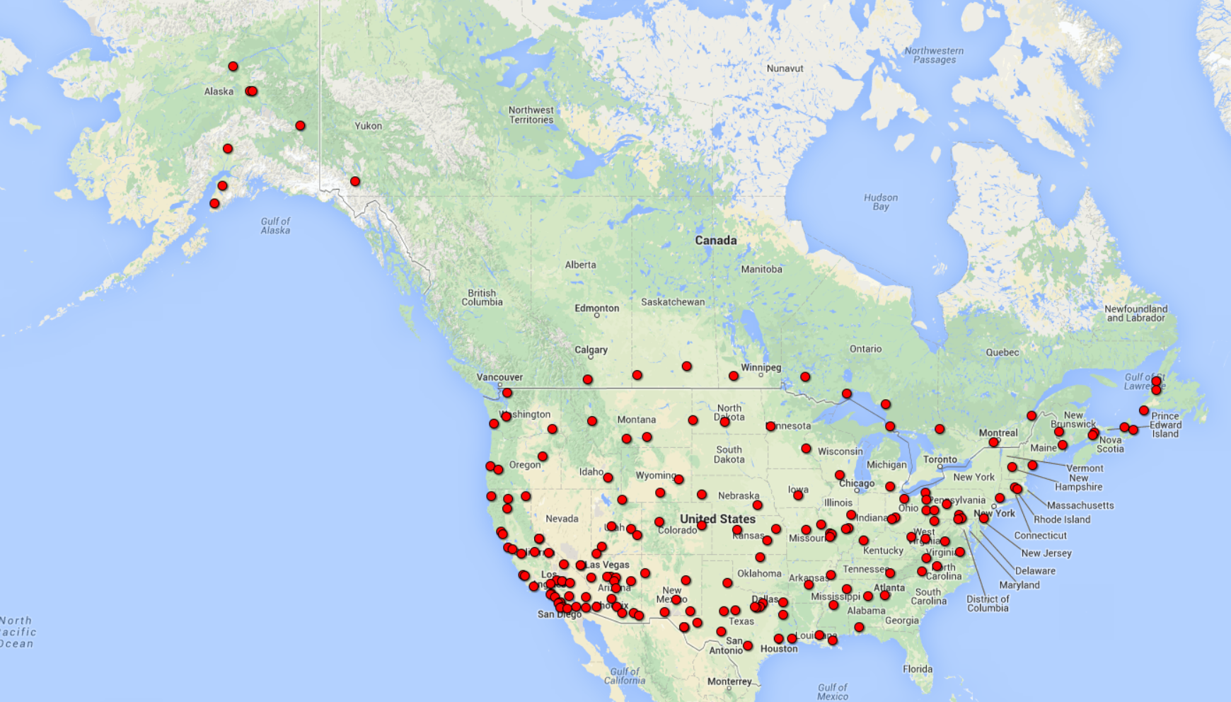 locations of the gas stations used by twored (last updated 6/12/2014)