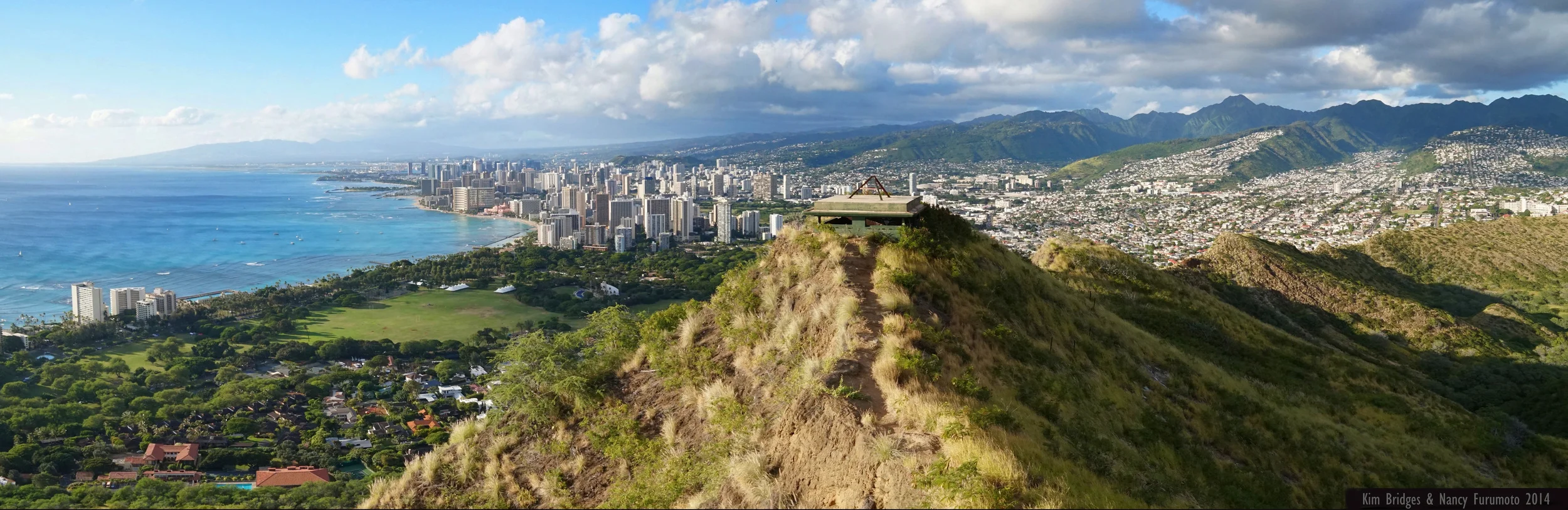 waikiki and downtown honolulu from the top of diamond head