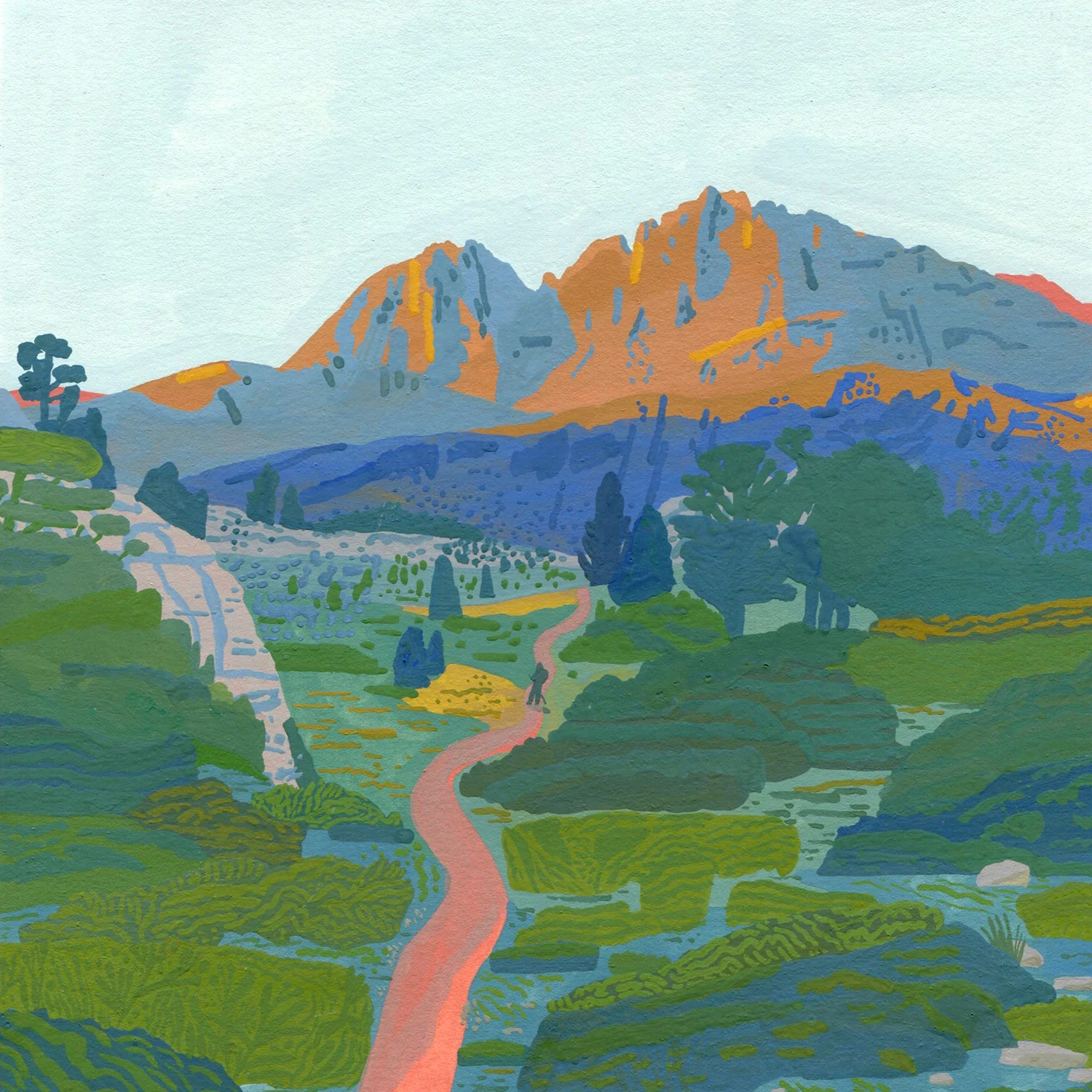 Forester Pass , Gouache on paper, 2018, 7.5x7.5 in