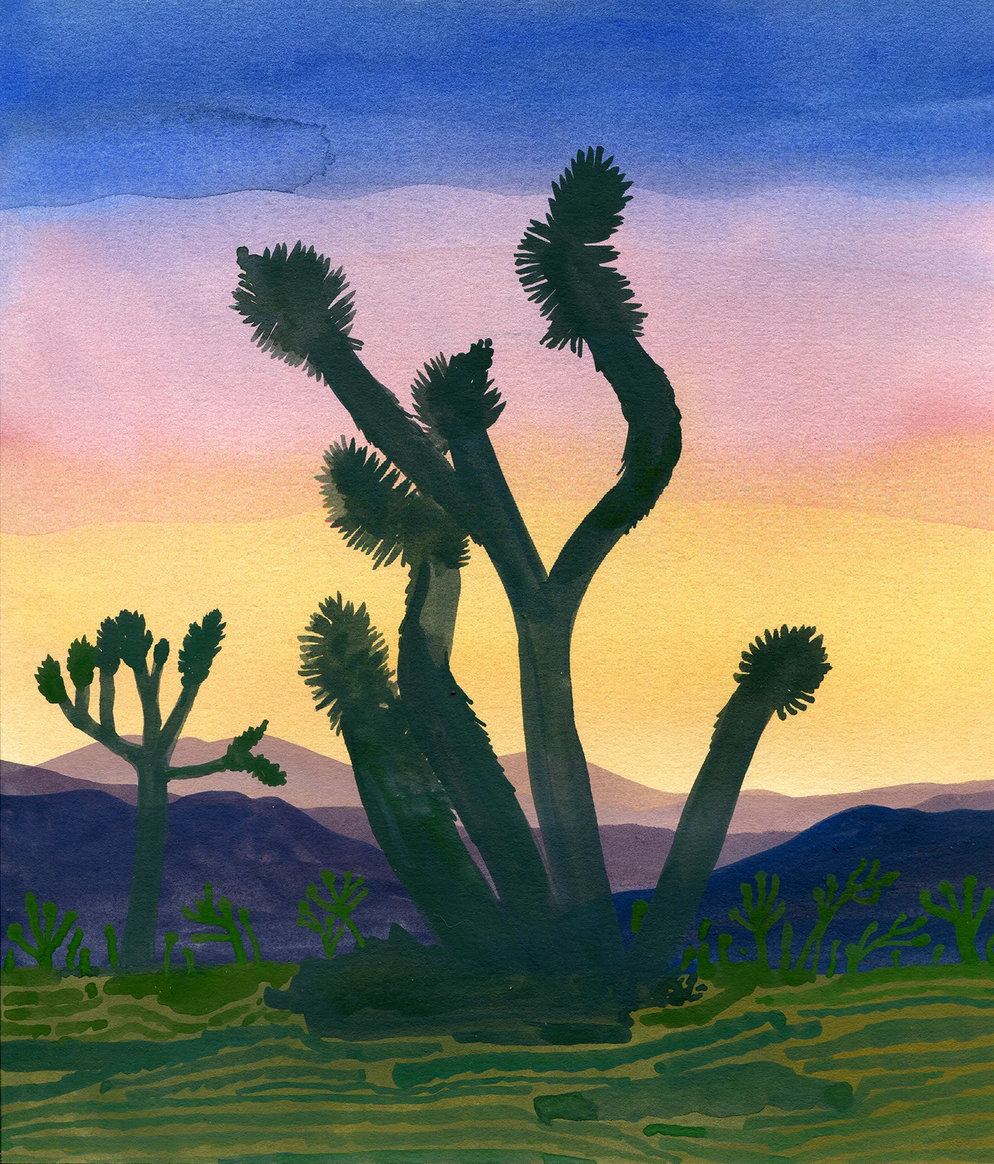 On The Way to Headstone Rock , Gouache on paper, 2019, 10x9 in