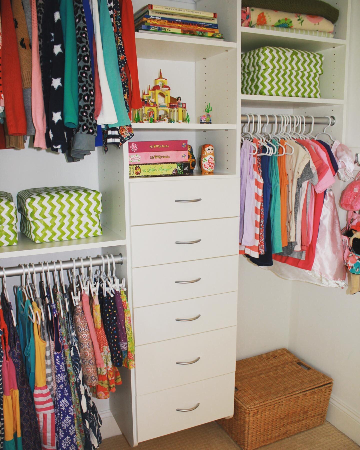 One of my favorite ways to get organized is to customize closet space. Ditch the simple shelf and hanging rod! There are so many better ways to maximize space. Here are a few companies that provide this service, at different price points:

1. Elfa (f