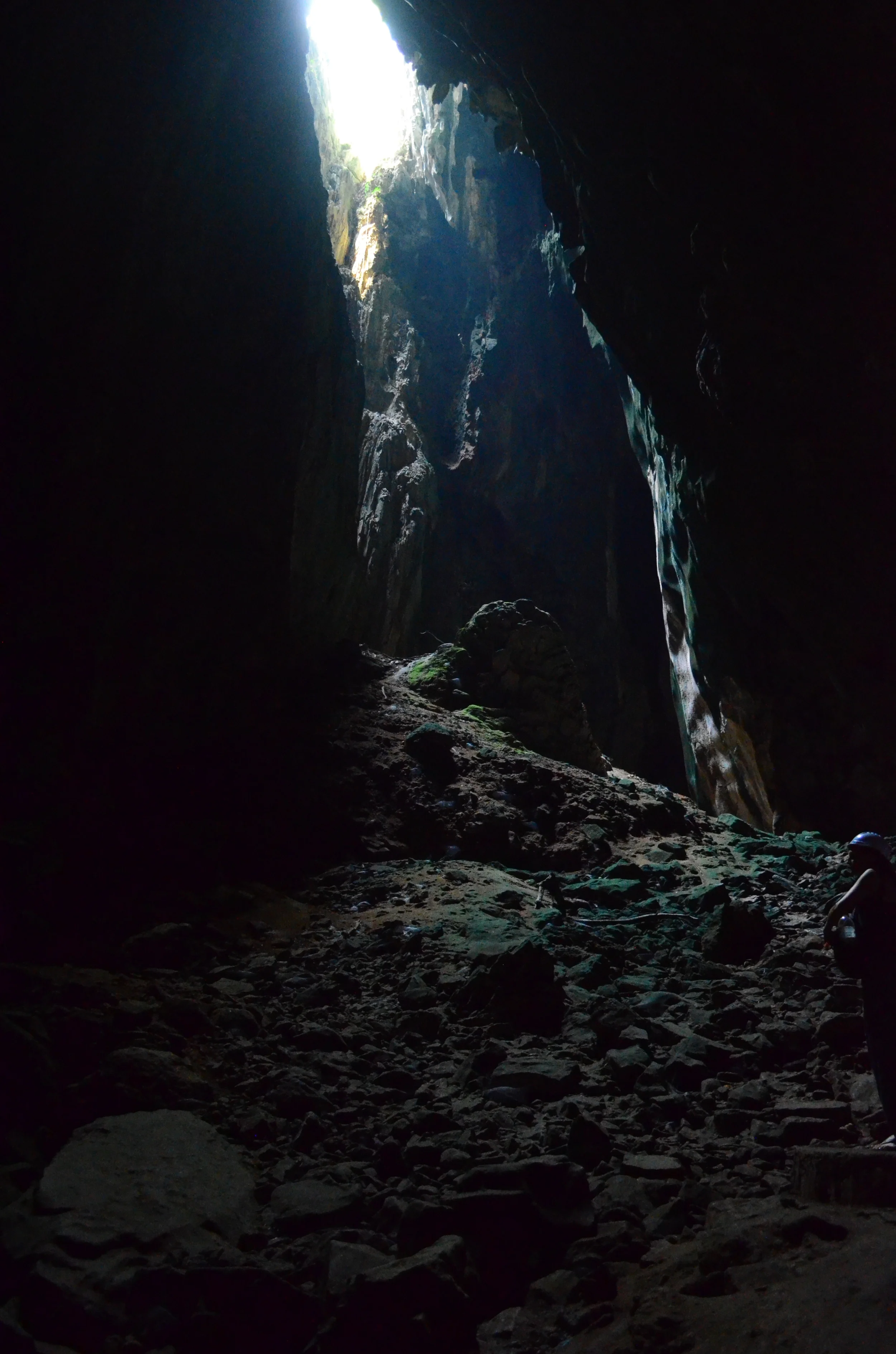 opening of a cave section in the dark cave