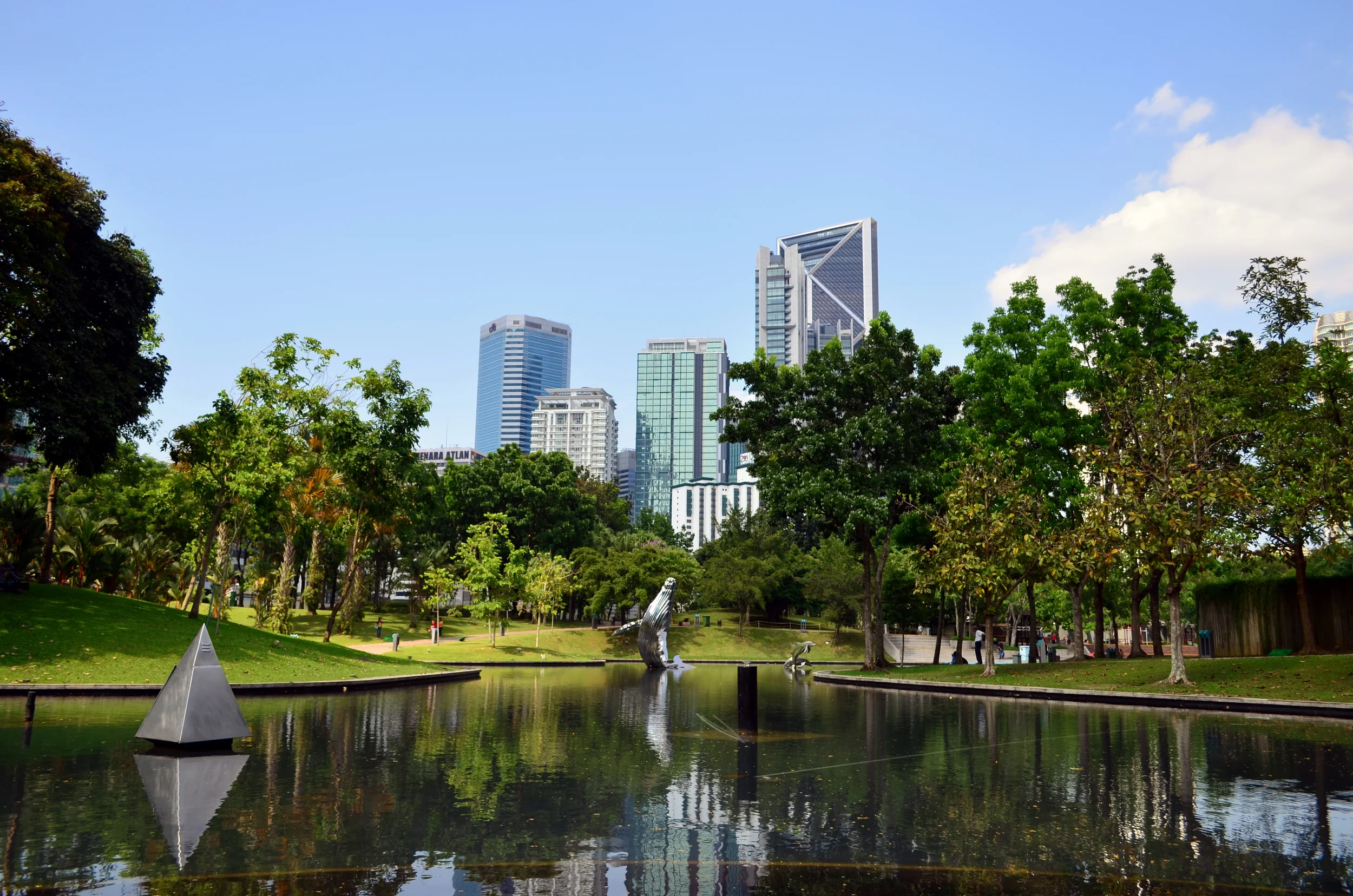park outside the twin towers