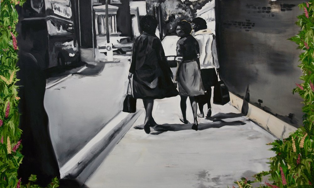 Micheala Yearwood-Dan, Working Girls , oil on canvas, 2018.
