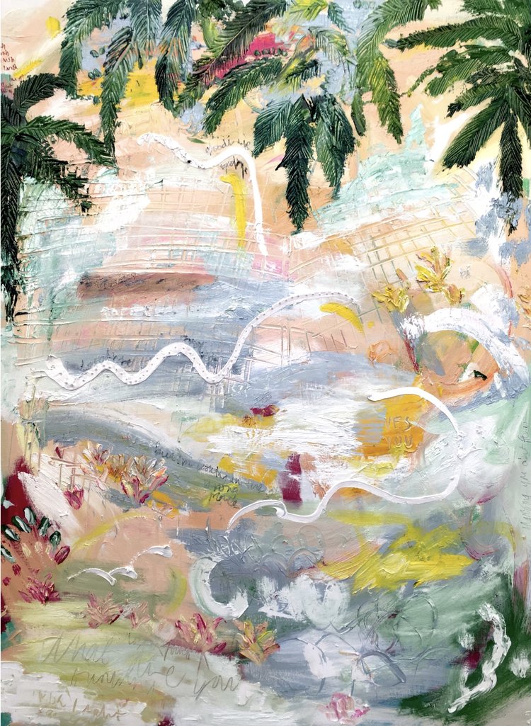 Michaela Yearwood-Dan, Love Letters to Siri #3 , acrylic, charcoal and oil on canvas, 2018.