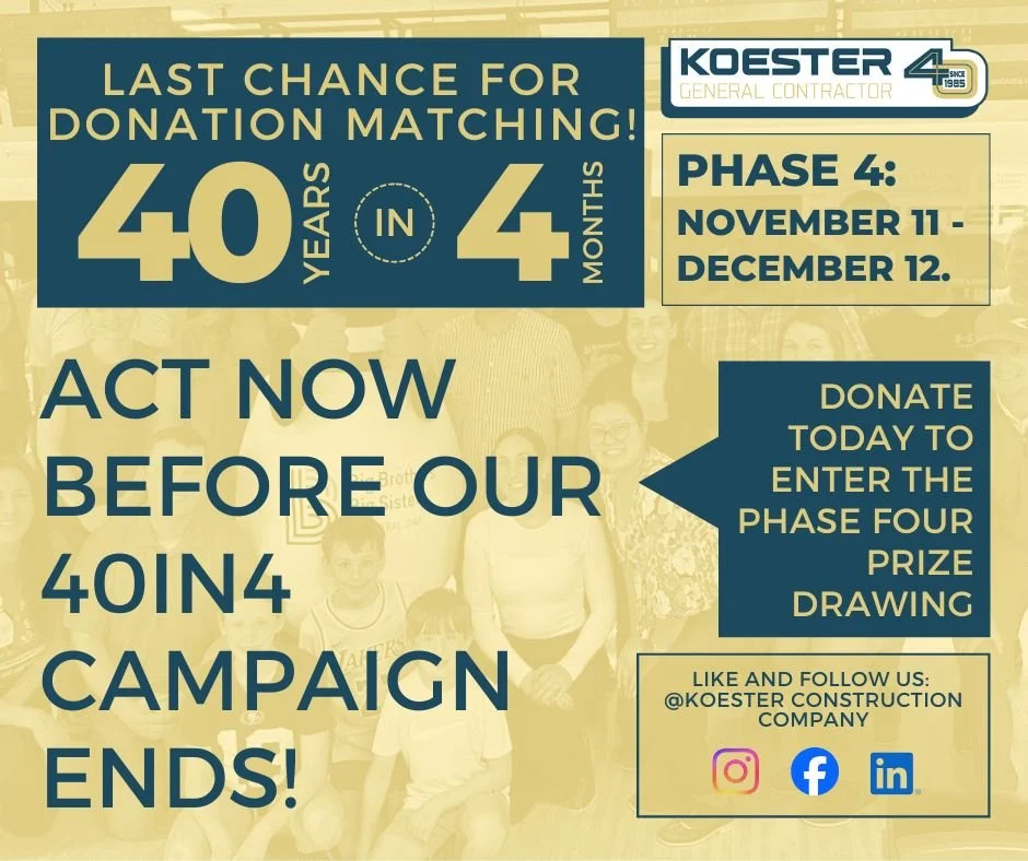 We are in the final phase of our four-month charitable donation initiative. You simply donate to the charity of your choice, send us a copy of the receipt, and we&rsquo;ll match your donation to our designated charity.

Have year-end donations coming