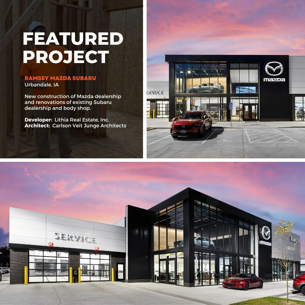 Koester Construction is proud to showcase one of our completed dealership projects, Ramsey Mazda Sabaru. Koester does extensive work in the auto industry from new construction to renovations.  Locally we&rsquo;ve partnered with Ramsey Mazda Subaru, A
