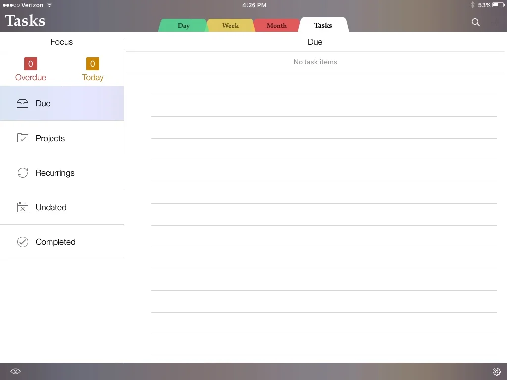 This is the task view in the iPad app.