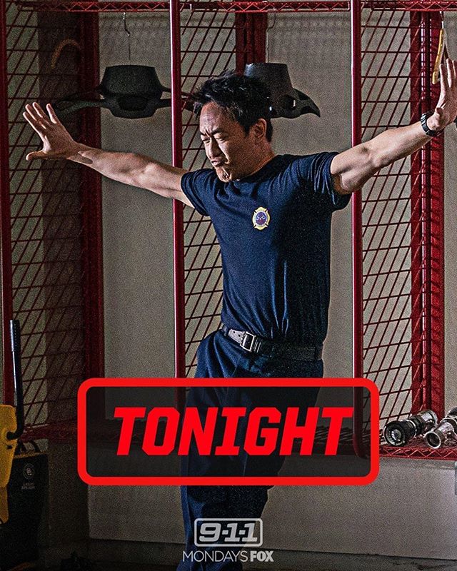 This is a special one tonight on @911onfox. Pumped to work w dancing #KennyChoi 🕺🏻@kelvinhanyee #fredafohshen  see you at 9/8c on @foxtv #911 #ChimneyBegins #firefighters #firstresponders #actors #AsianAmericanactors ✊🏼
