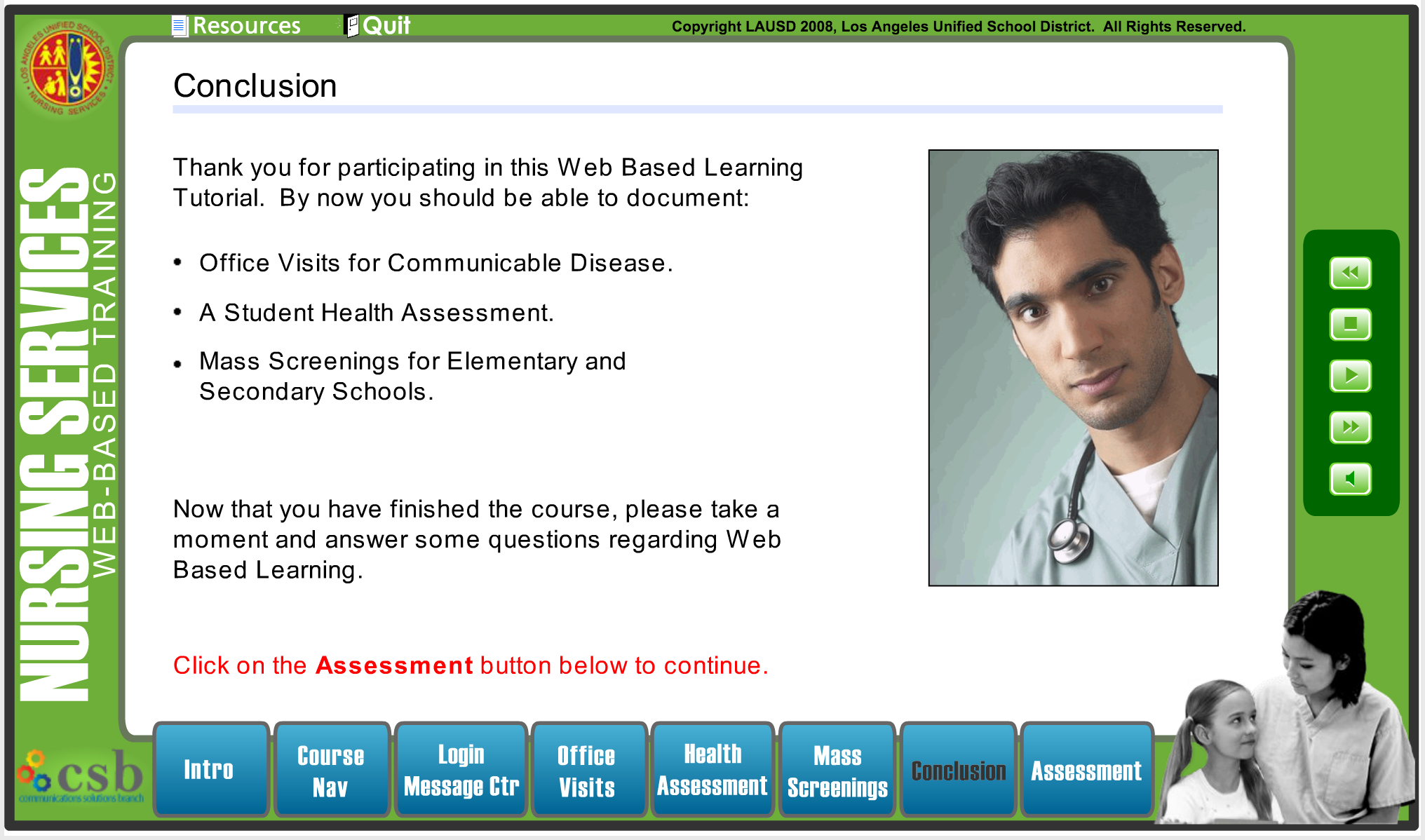 Above is a screenshot of the training interface