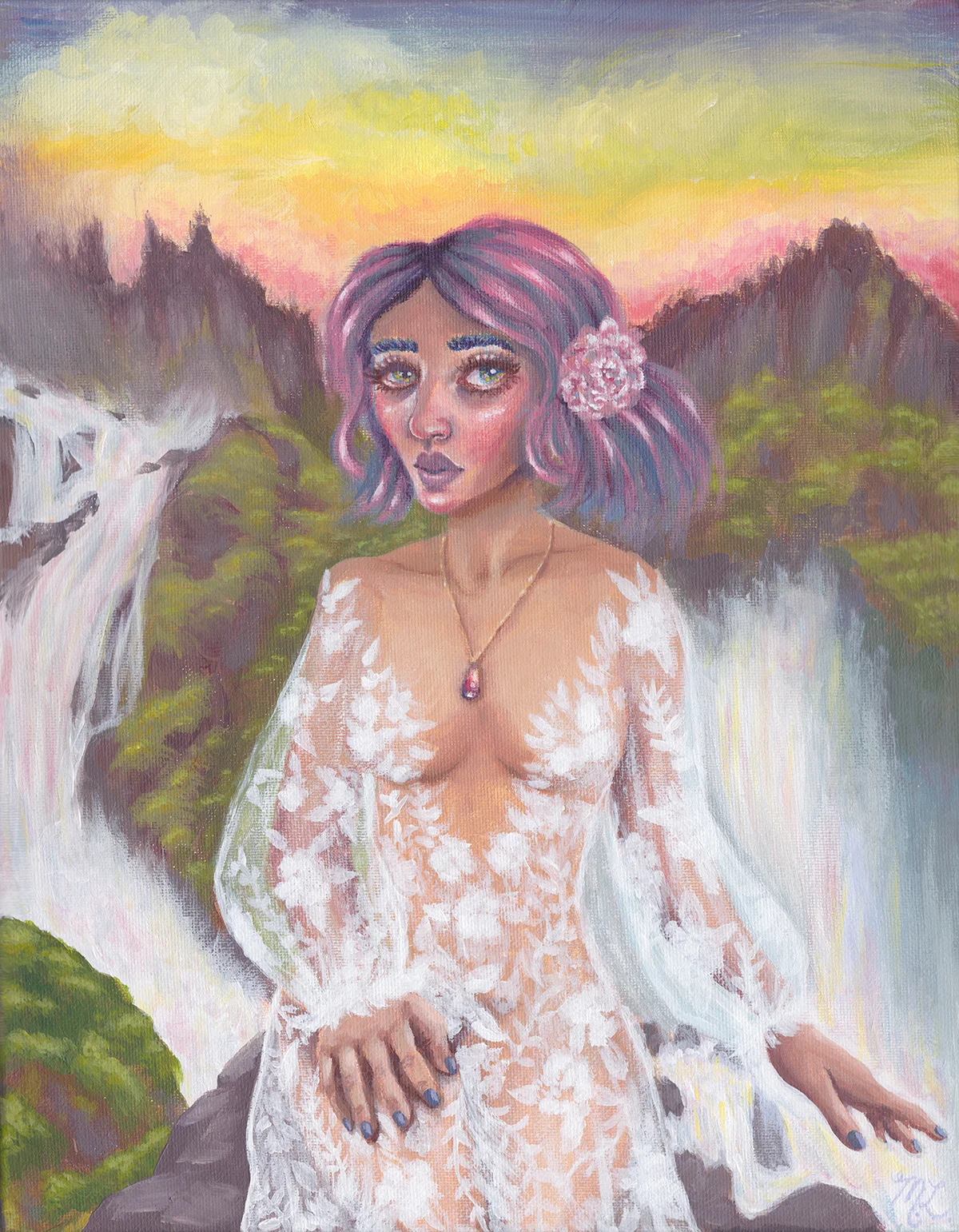 "Cascade Reine" Acrylic Painting