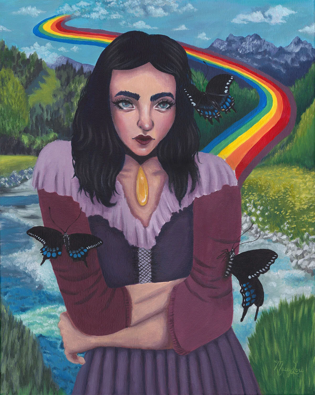 "Dark Rainbow" Acrylic Painting