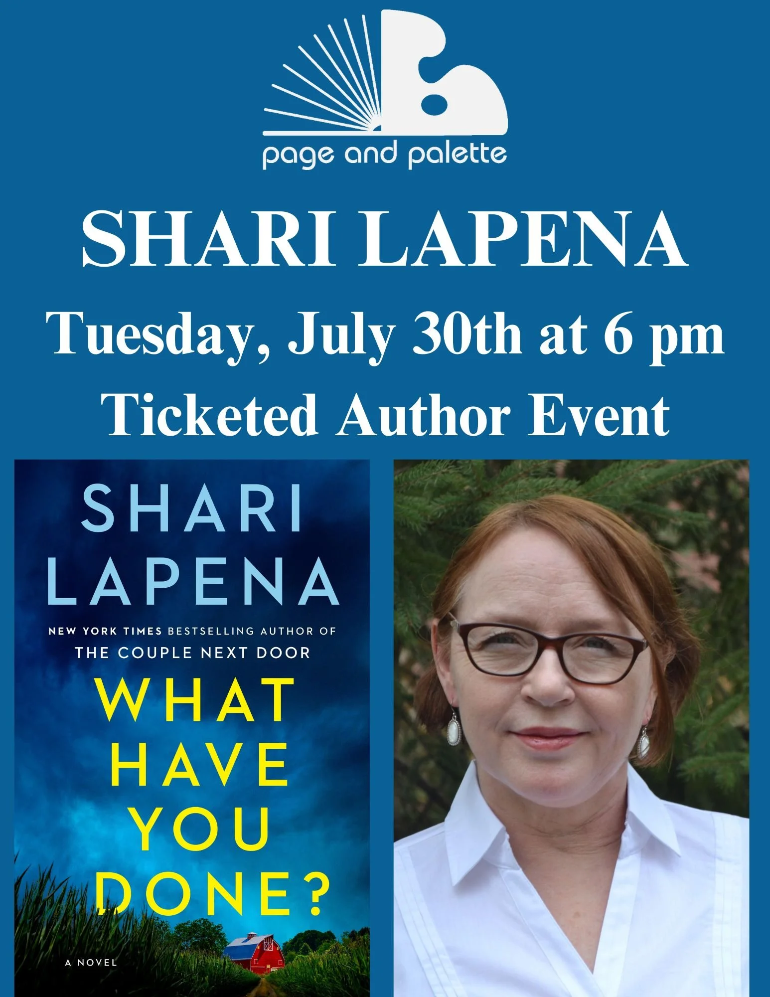 Shari Lapena Ticketed Event — Page & Palette