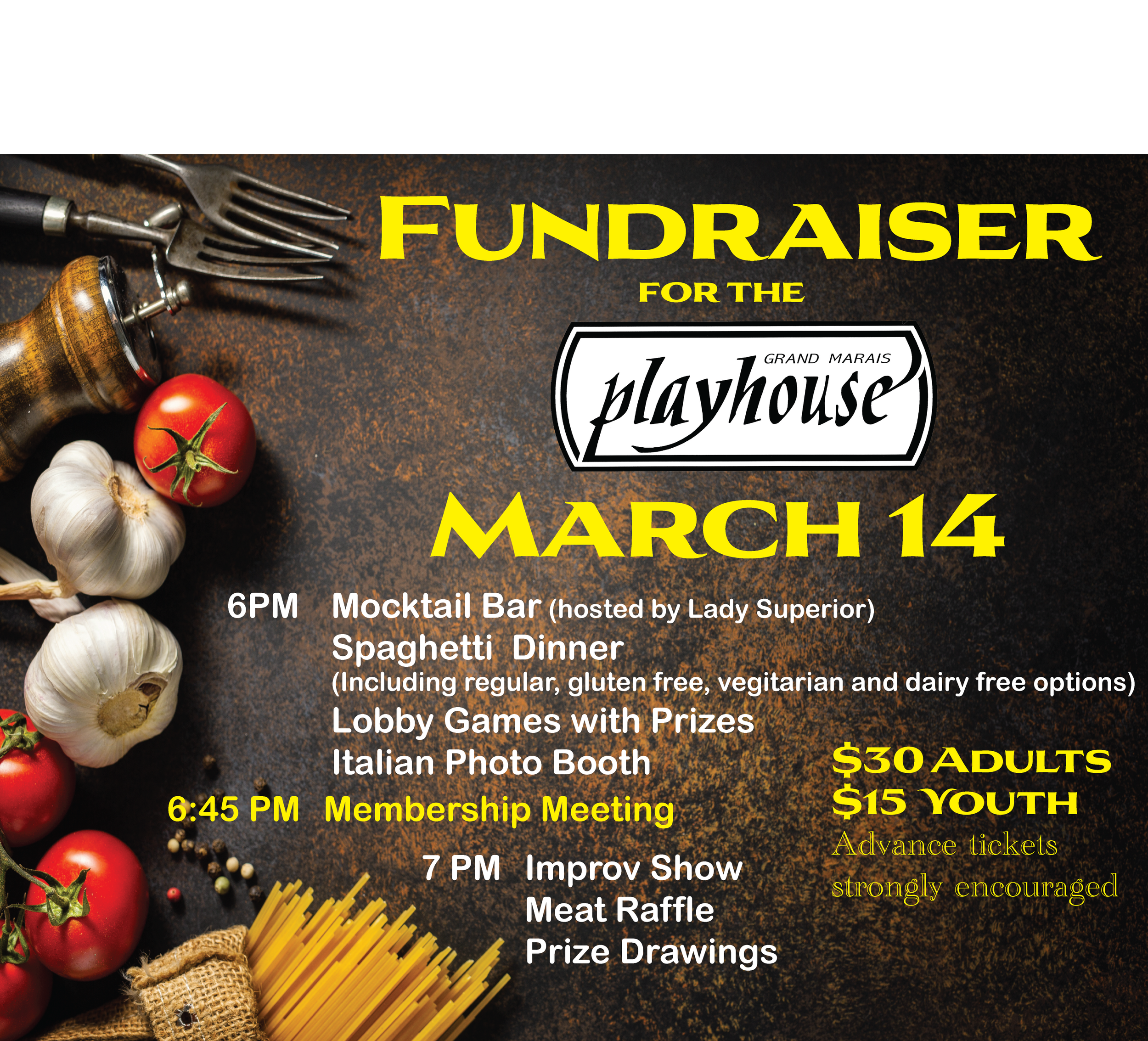 Italian Dinner and Improv Show- fundraiser for the Playhouse