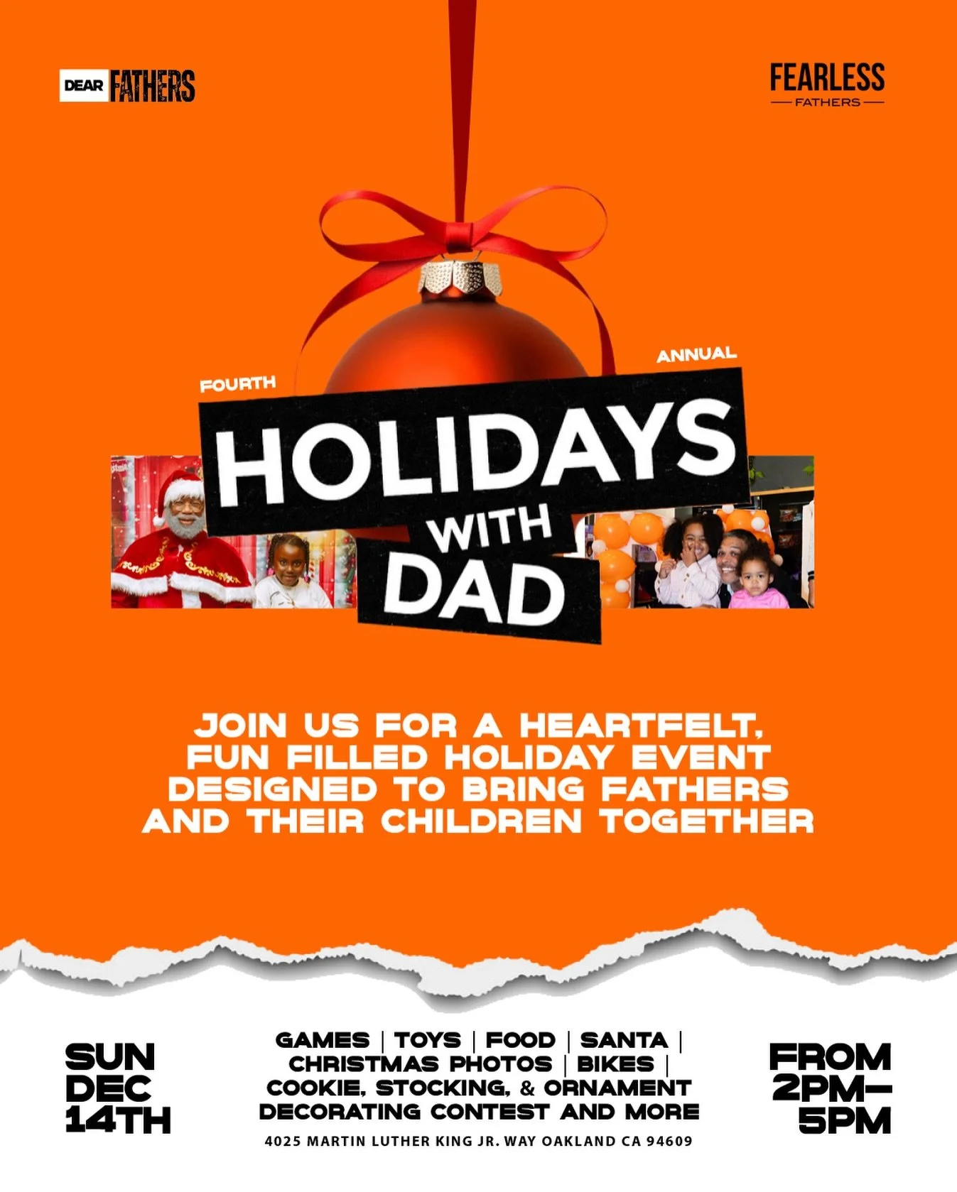 OAKLAND!!! Join us for @dear.fathers Fourth Annual #HolidaysWithDad (https://www.instagram.com/explore/tags/holidayswithdad/) celebration on Sunday, December 14th in Oakland from 1-5pm 🎄🎅🏾 We&rsquo;re inviting all fathers, kids, and families out f
