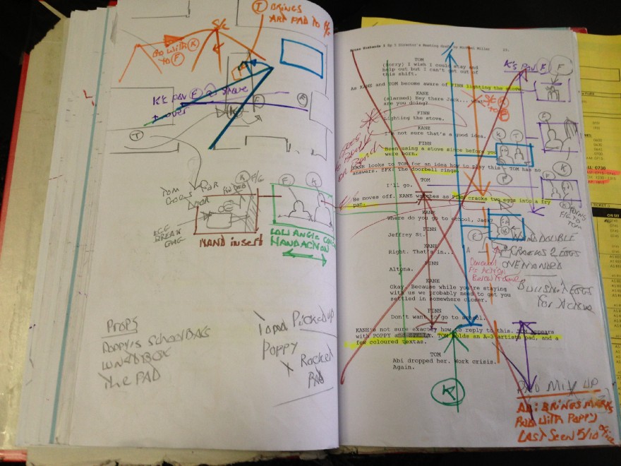 From “Director’s Homework” Ian Barry’s script copy with blocking and shot notes. Source: Elegant Hack