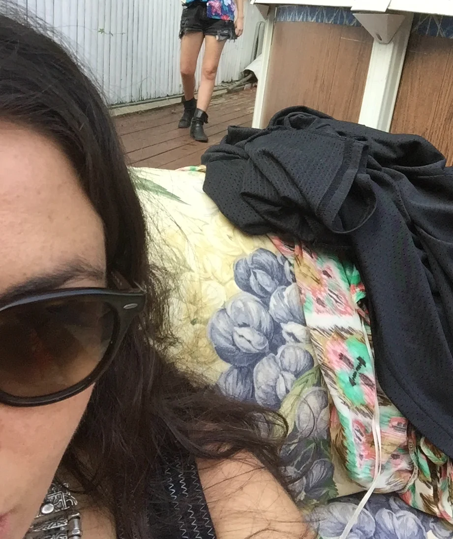 Just tryin to keep a low-pro at the party, someone's legs in background, the cool pool