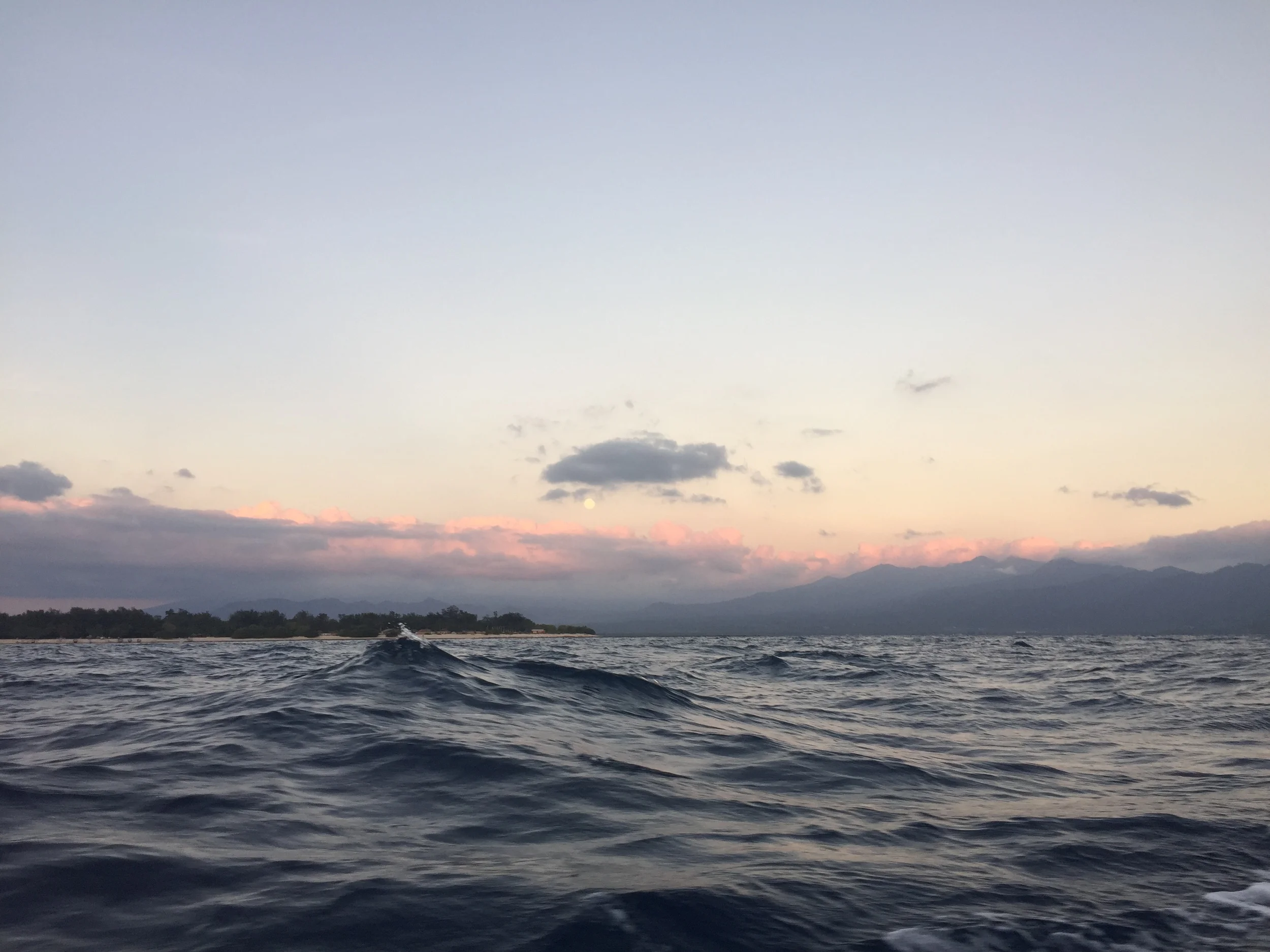 The full moon of the 1st of July 2015 over the Gili Islands, Indonesia