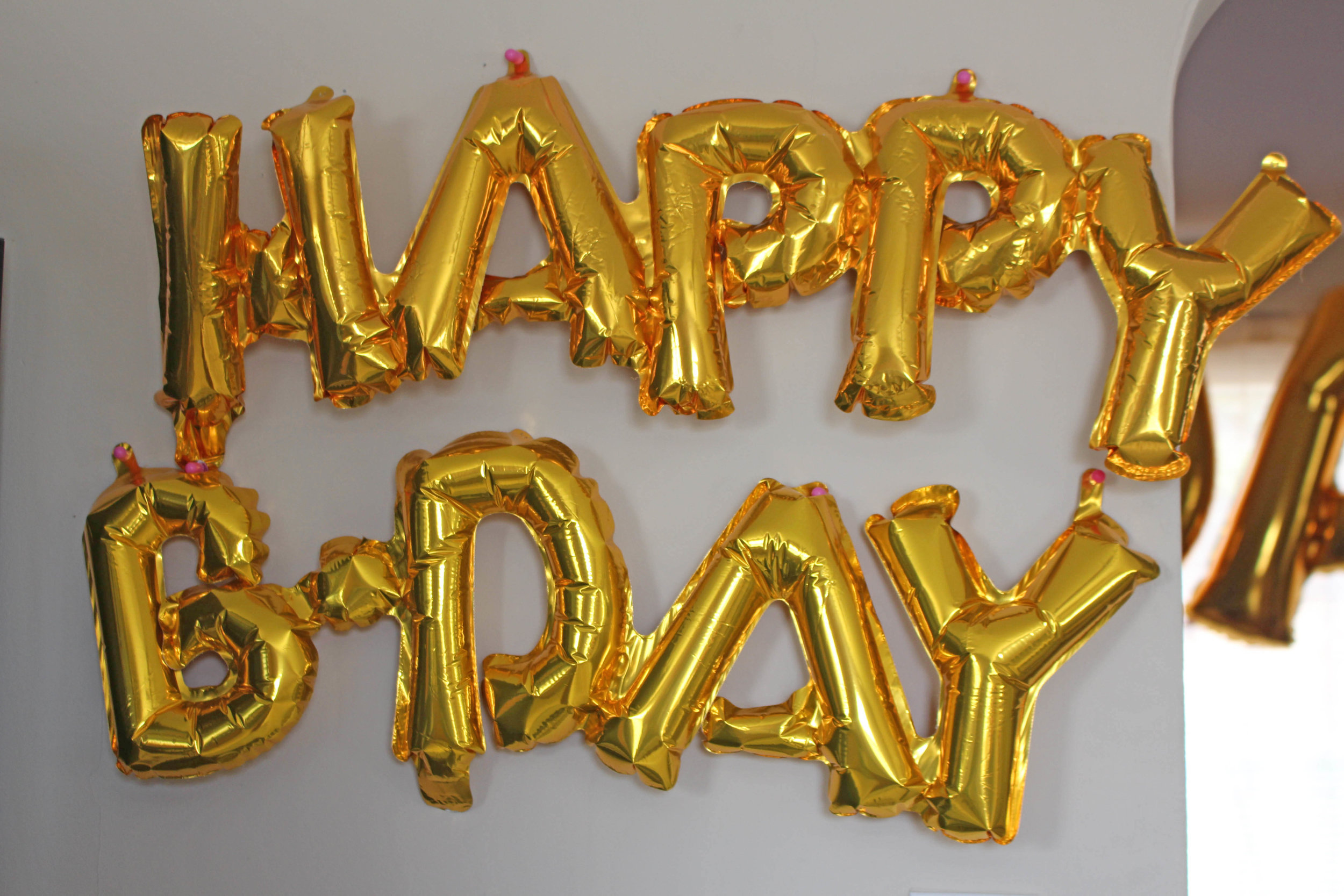  small latex "happy bday" balloons for first birthday | Pish Posh Perfect 