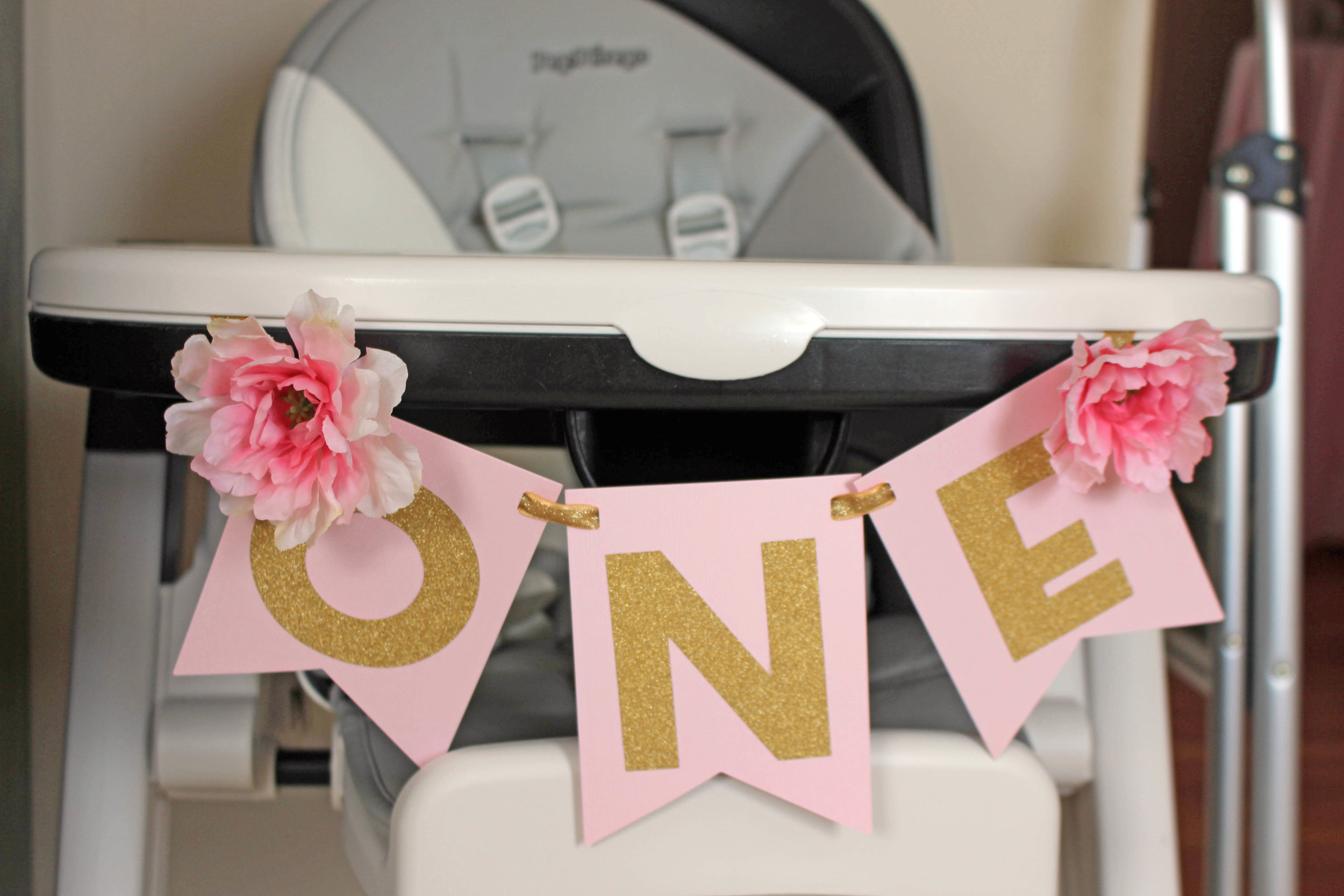 floral themed first birthday - high chair banner | Pish Posh Perfect 