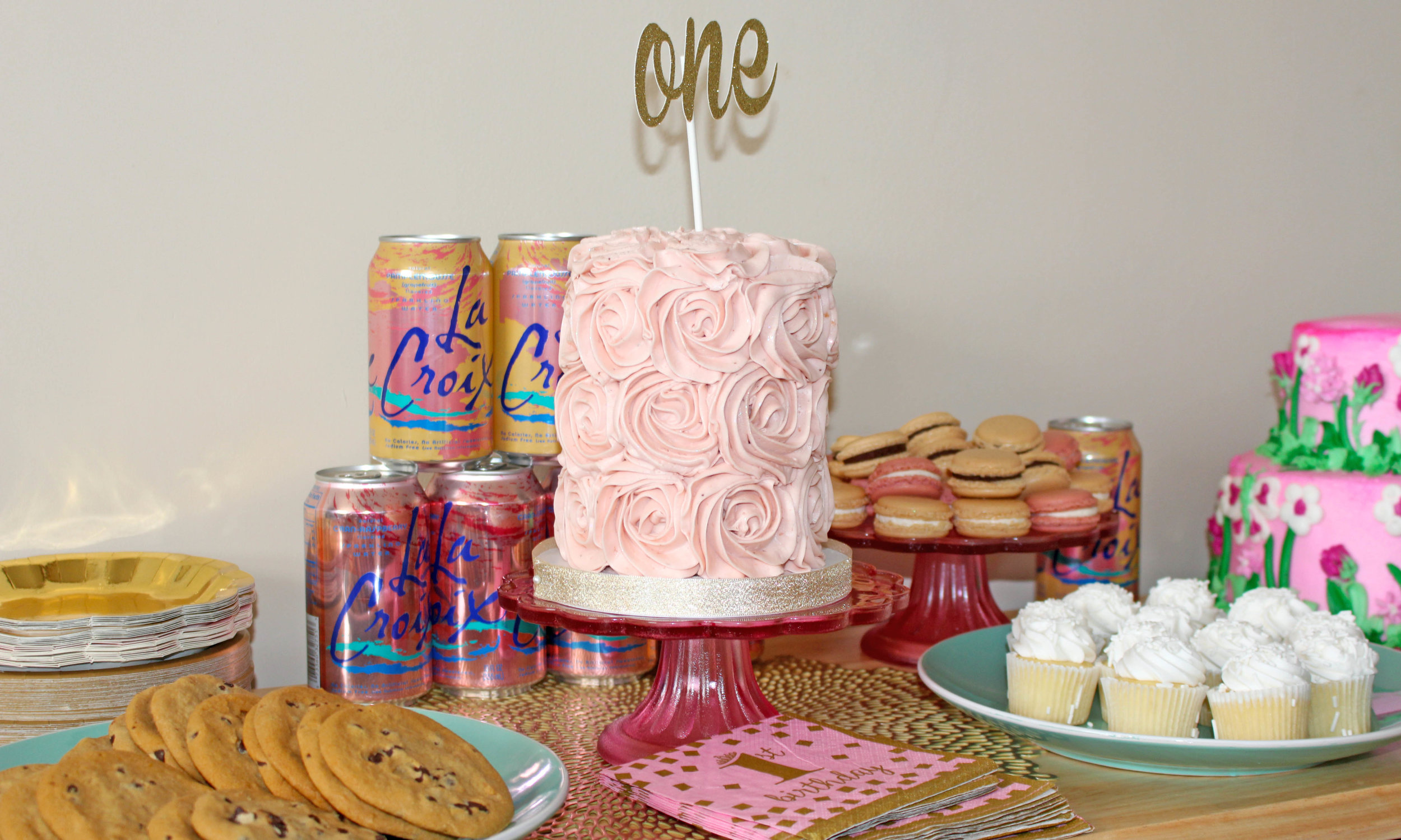  floral themed 1st birthday dessert table | Pish Posh Perfect 