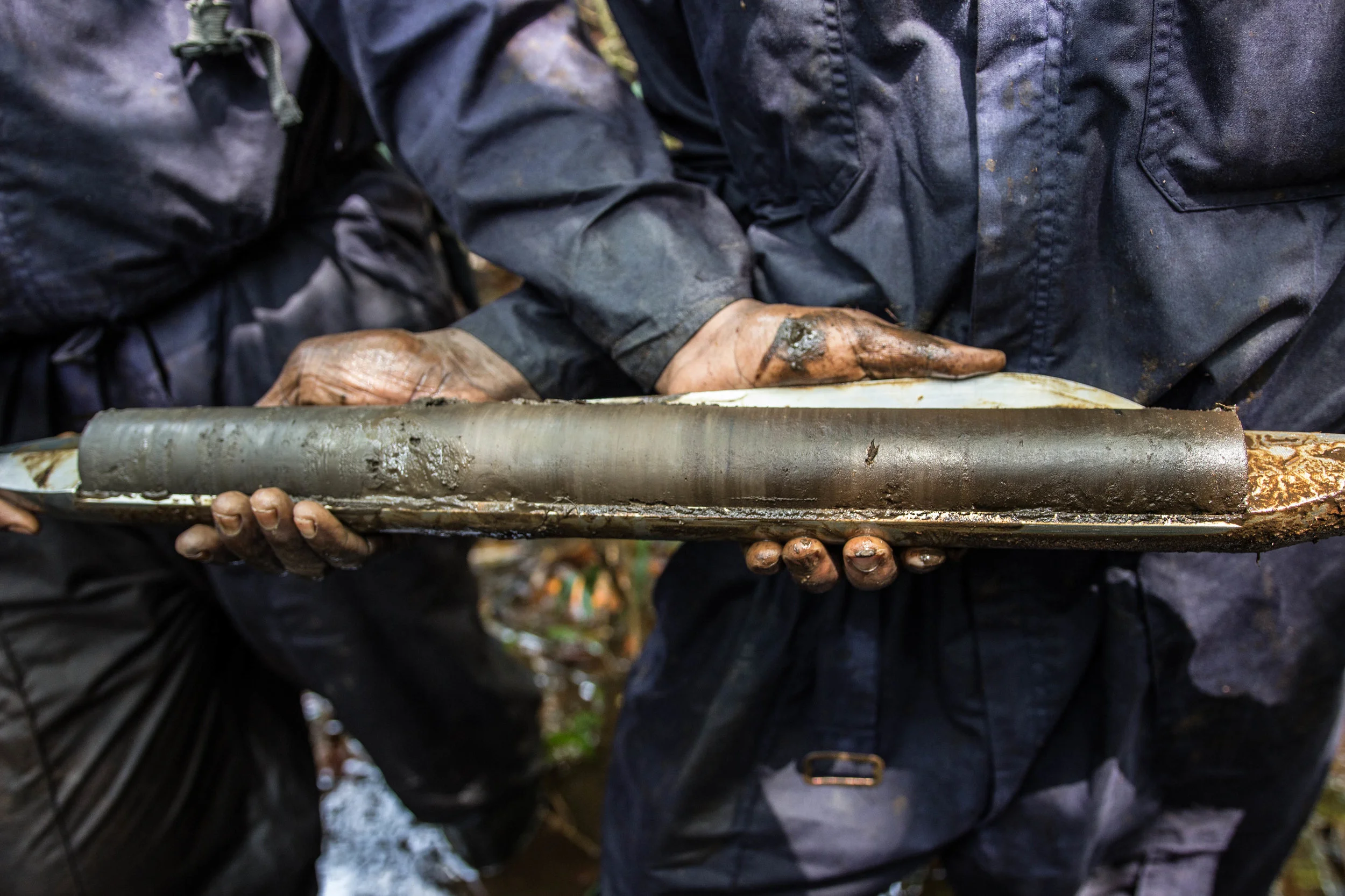 Sampling peat in Mbandaka