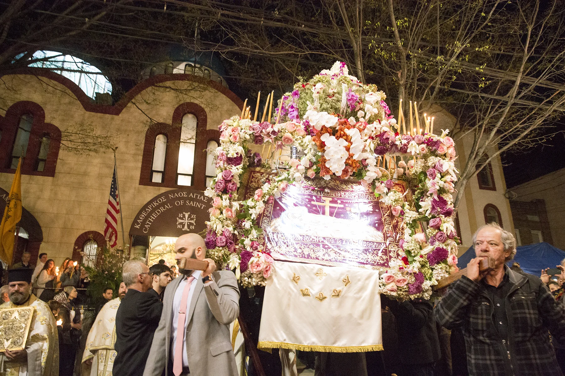 April 14, 2017. The bier from the church of St. Markella on the shoulders of congregation members.